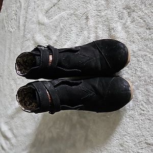 Women's Black suede Wedge Ankle Boots, pull on,  8